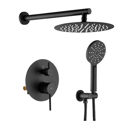 Kibi Circular Pressure Balanced 2-Function Shower System with Rough-In Valve, Matte Black KSF403MB